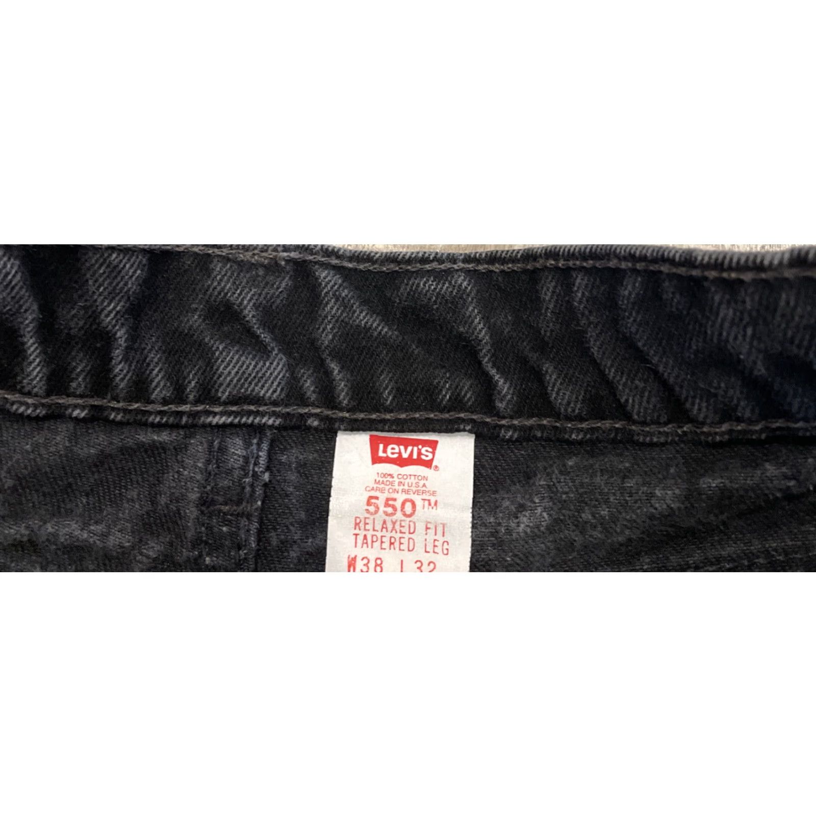 Levi's VINTAGE Levi's 550 Jeans - Relaxed Tapered Dark Black - 38x31 (W37L) - 90s USA Distressed Denim - Mens/Unisex Adults Size 26" / US 2 / IT 38 - 5 Thumbnail