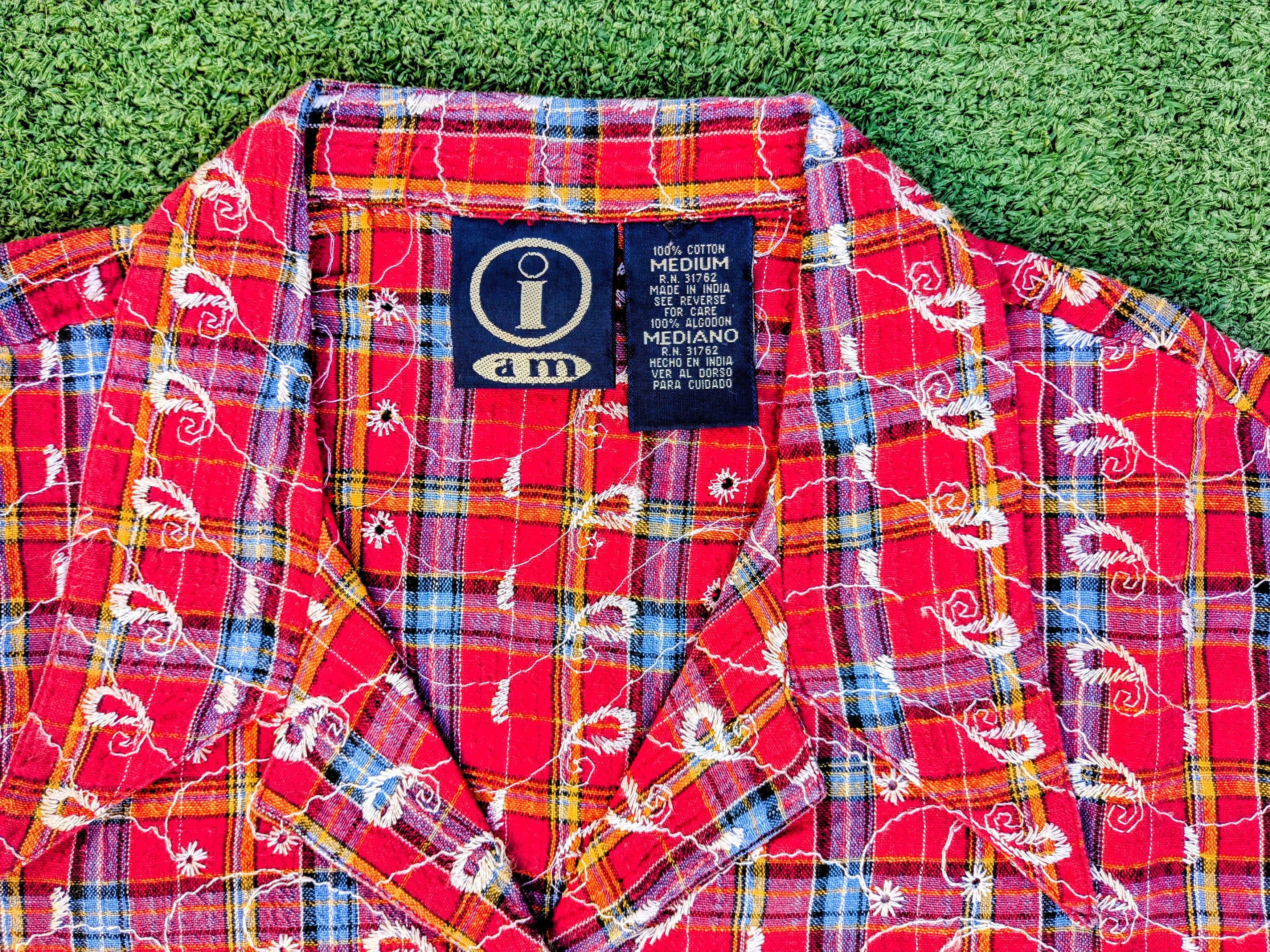 Other VTG Floral Embroidered Check Tartan Pattern Button Shirt Size M / US 6-8 / IT 42-44 - 2 Thumbnail