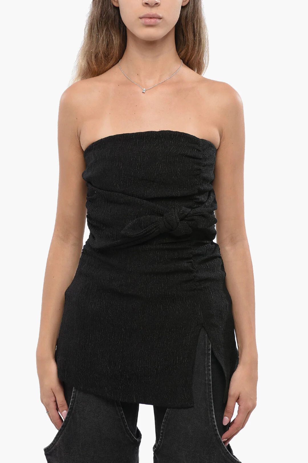 Ganni og1mm0426 Draped Strapless Top in Black Size M / US 6-8 / IT 42-44 - 1 Thumbnail