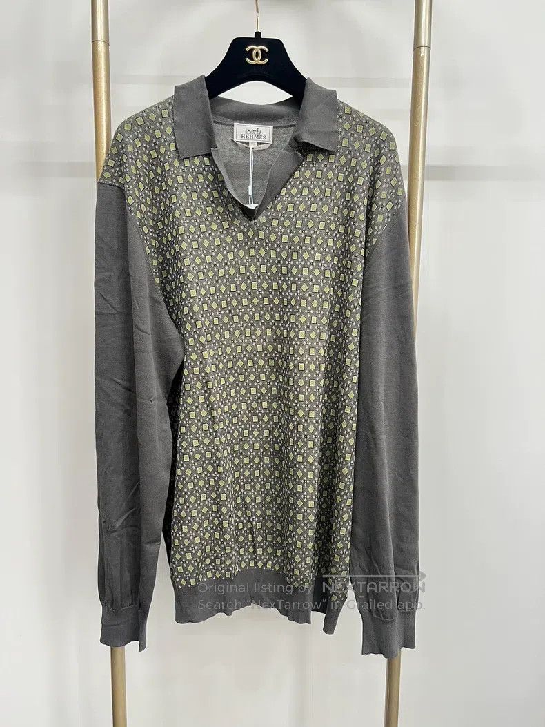 Hermes Hermes Geometric pattern knitted sweater Size US XXL / EU 58 / 5 - 1 Thumbnail