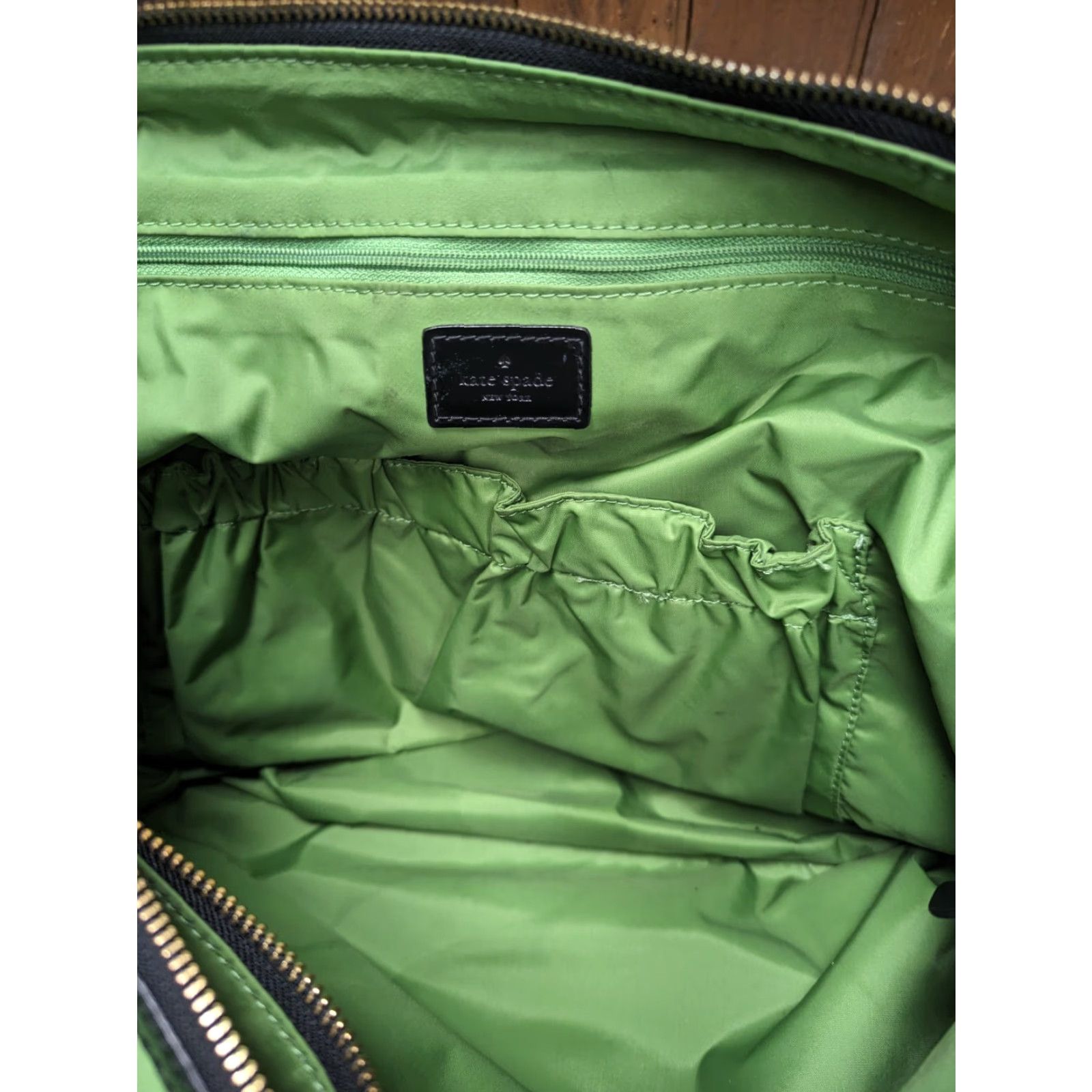 Vintage kate spade new york Chelsea Nylon Large Black Tote Bag Shoulder Travel Zipper Inner Pockets Lightweight Size ONE SIZE - 6 Thumbnail