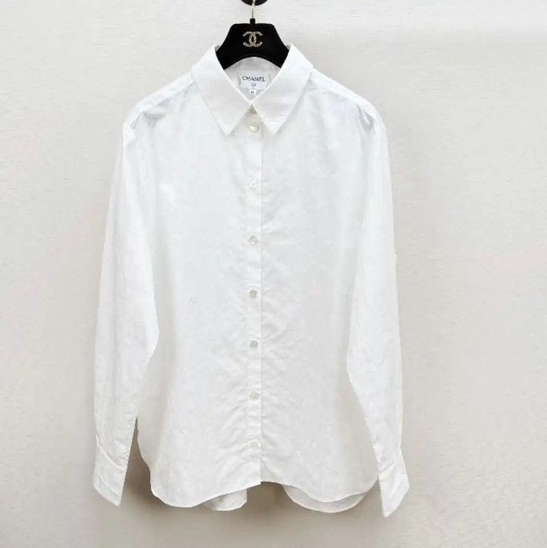Chanel Chanel White Cotton Long Sleeve Shirt 0089 Size US S / EU 44-46 / 1 - 1 Thumbnail