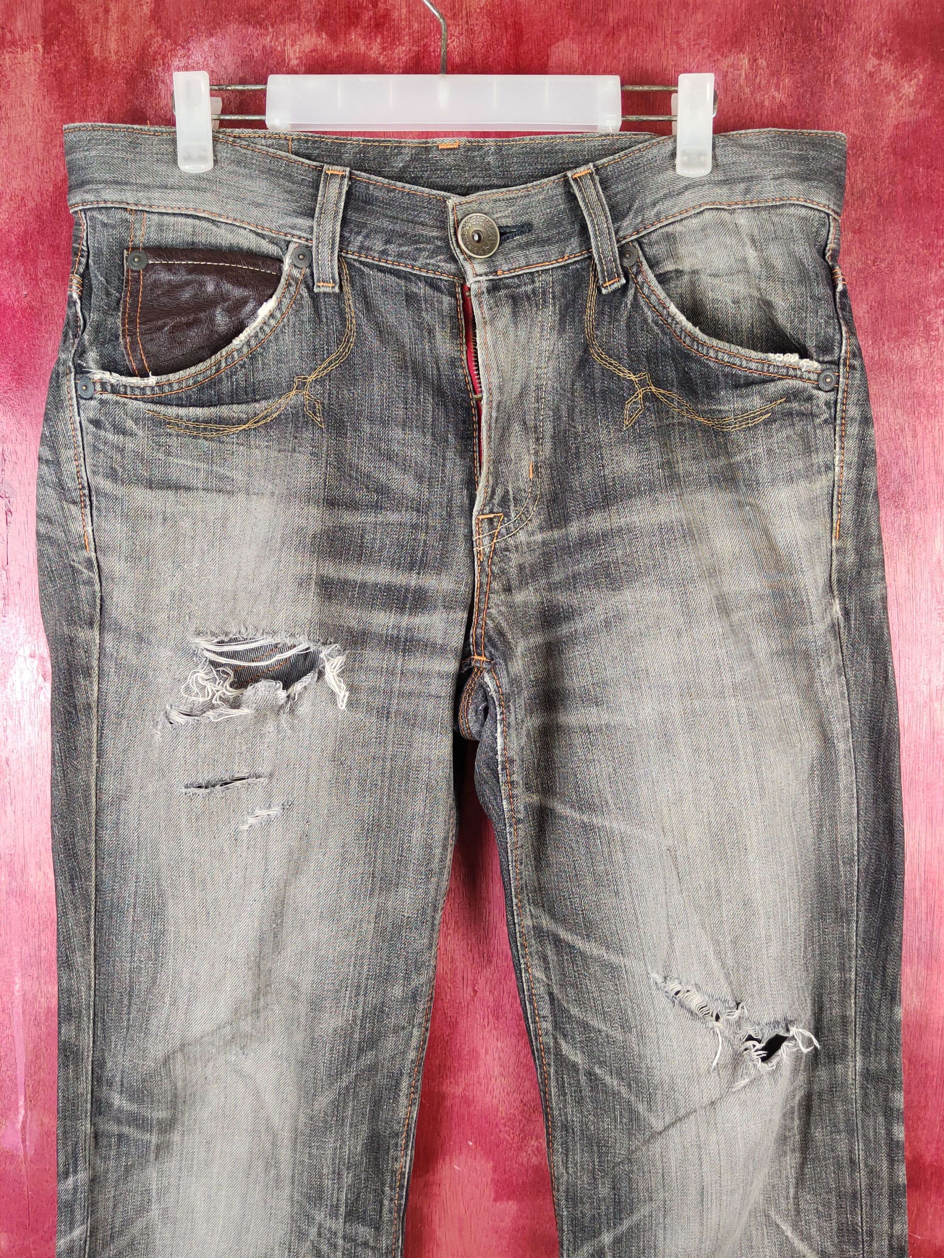 Edwin Edwin Black Faded Distressed Ripped Jeans #S1630 Size US 33 - 2 Thumbnail