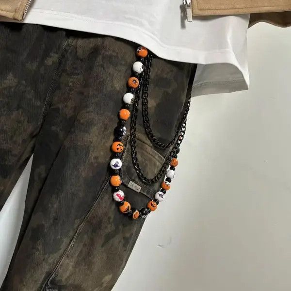 Jewelry Halloween Beaded Chain Wallet Accessory, Black Orange Size ONE SIZE - 5 Thumbnail