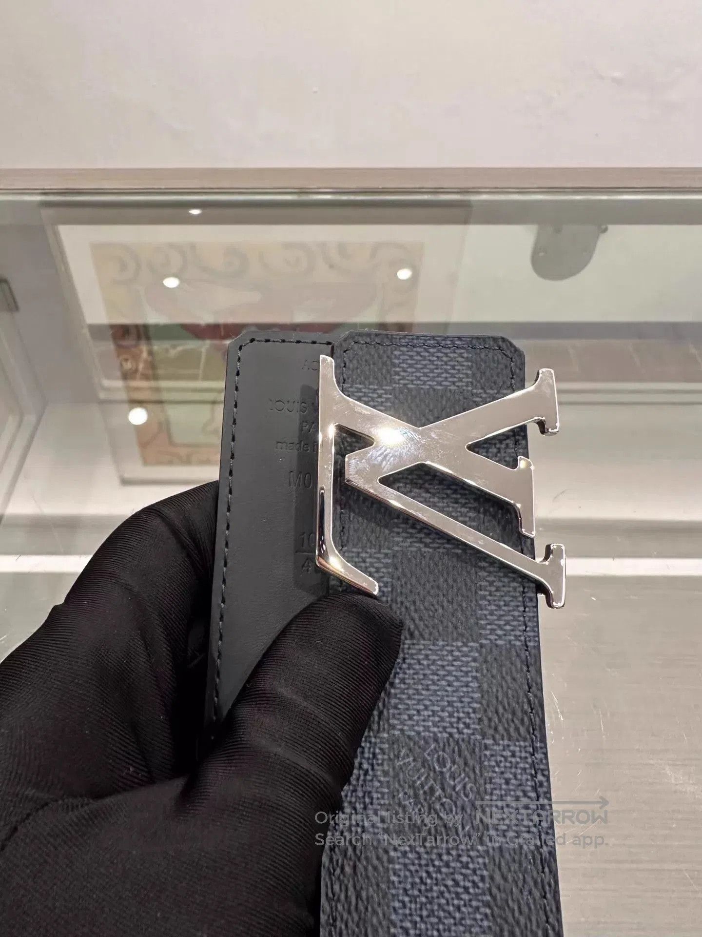 Louis Vuitton Checkered Pattern Belt with Metallic Buckle. Size ONE SIZE - 4 Thumbnail