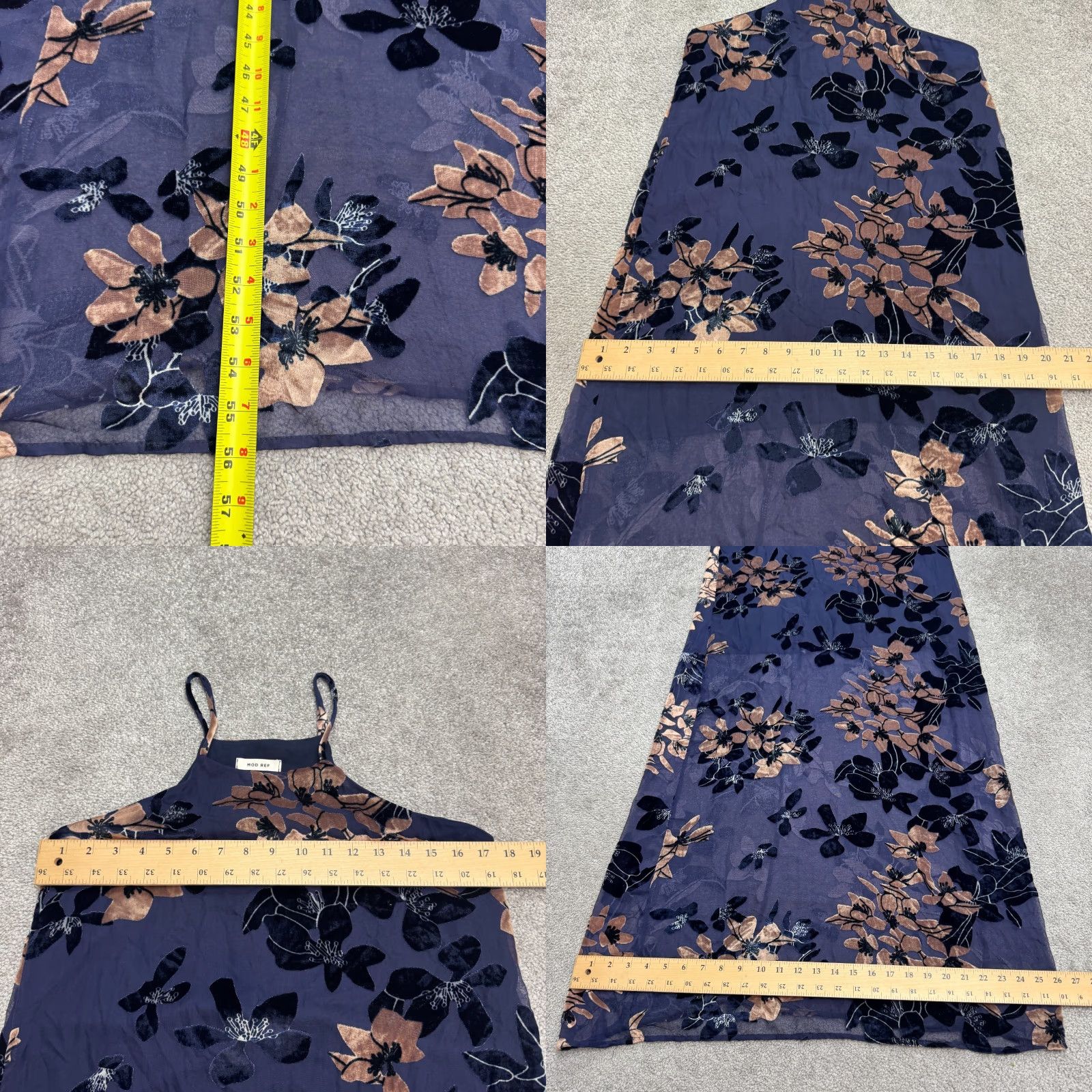 Velvet Mod Ref Floral Halter Maxi Tank Dress Womens S Navy Velvet Burnout Bohemian Size S / US 4 / IT 40 - 8 Thumbnail