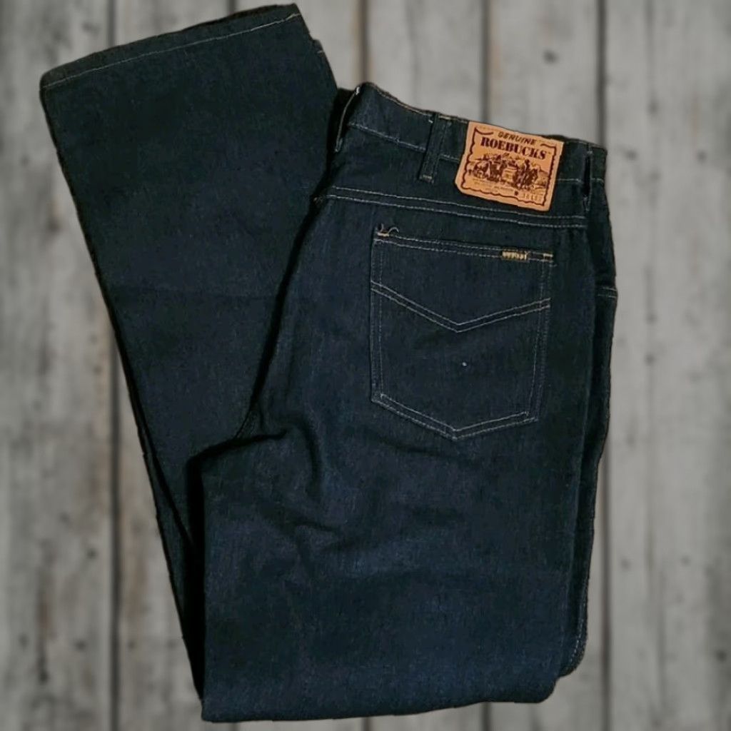 Vintage VINTAGE Sears Roebucks Jeans Denim 36 X 32 USA Belt Loops 5-Pocket Mens Old Stock Straight Regular USA 36 Inseam Blue Cotton Denim Style Jeans 1990s Size US 32 / EU 48 - 1 Thumbnail