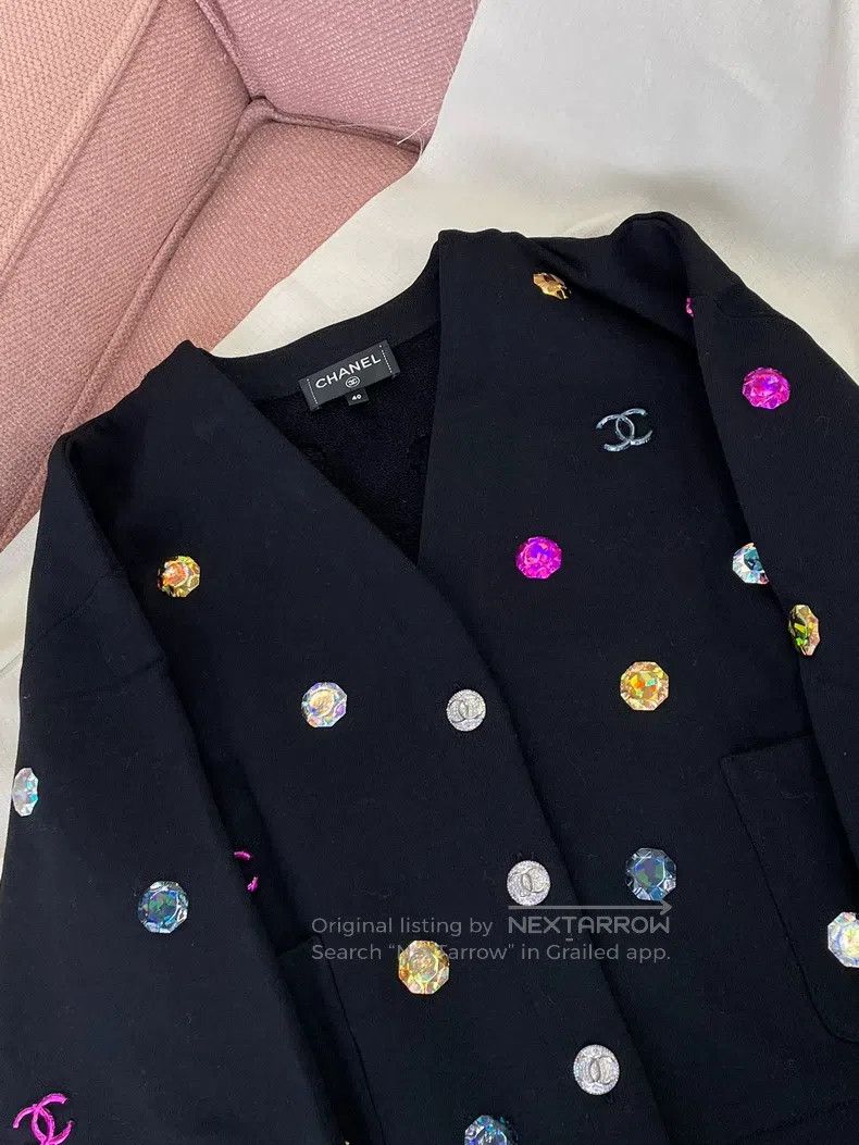 Chanel Chanel 21K black colourful gem double c knitted cardigan j Size S / US 4 / IT 40 - 2 Thumbnail