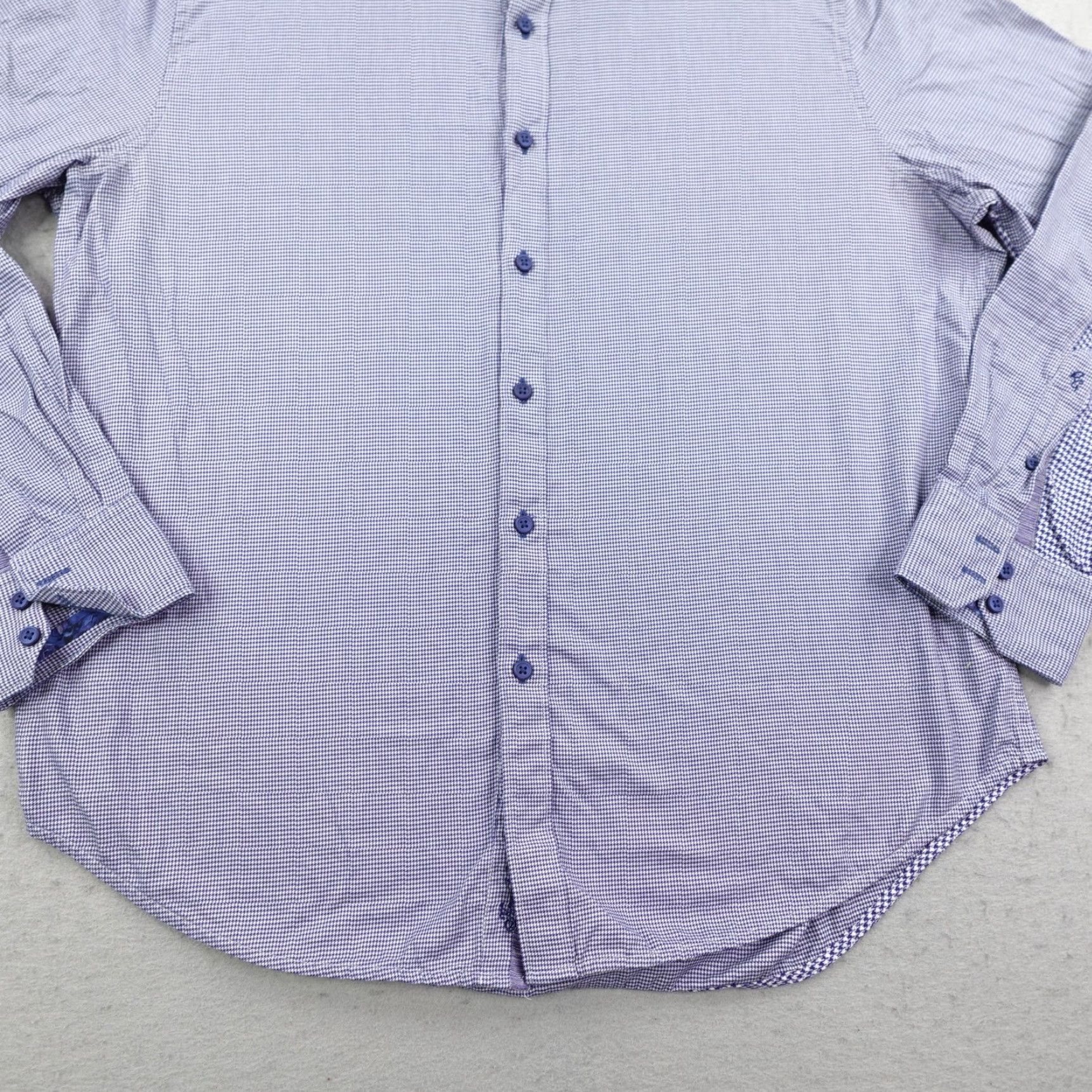 Robert Graham Robert Graham Button-Up Shirt Mens XL Blue Houndstooth Classic Fit Long Sleeve Size US XL / EU 56 / 4 - 3 Thumbnail
