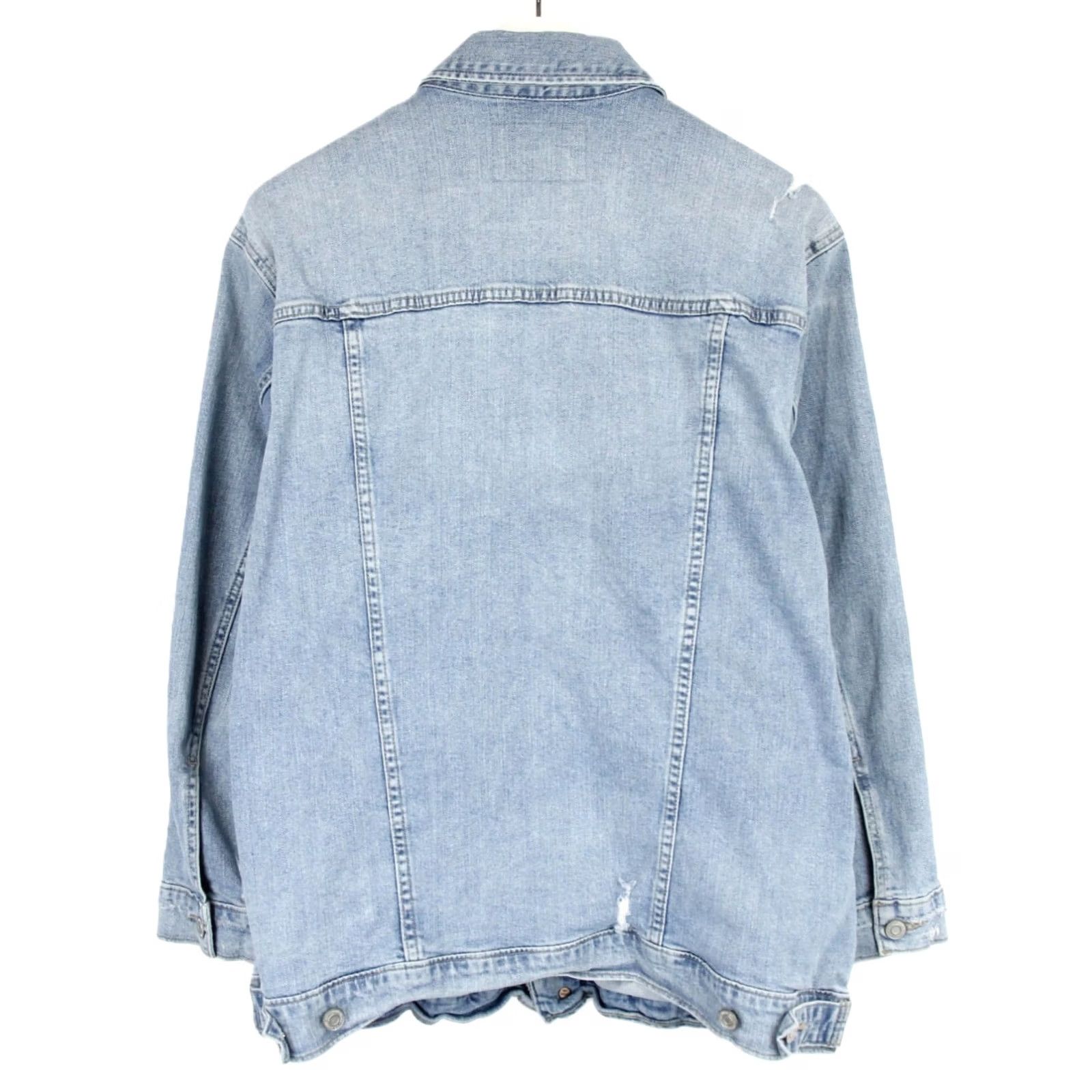 Lucky Brand LUCKY BRAND Jacket Denim Trucker Distress Button Up Polo Neck Men's LARGE Blue Jacket Size US L / EU 52-54 / 3 - 2 Thumbnail