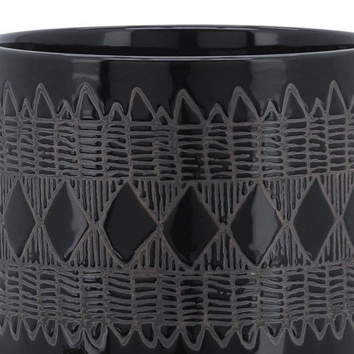 Designer × Homemade CERAMIC 8" AZTEC PLANTER ON WOODEN STAND, BLACK Size US L / EU 52-54 / 3 - 7 Thumbnail
