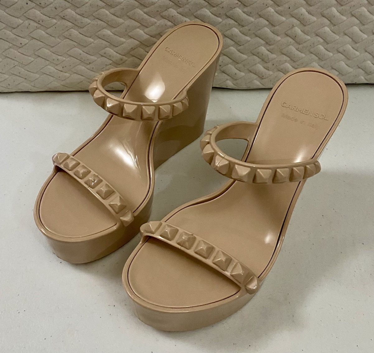 Other Carmen Sol 🇮🇹 Tonino Studded Jelly Wedge Sandals Nude 8 US Size US 8 / IT 38 - 10 Thumbnail