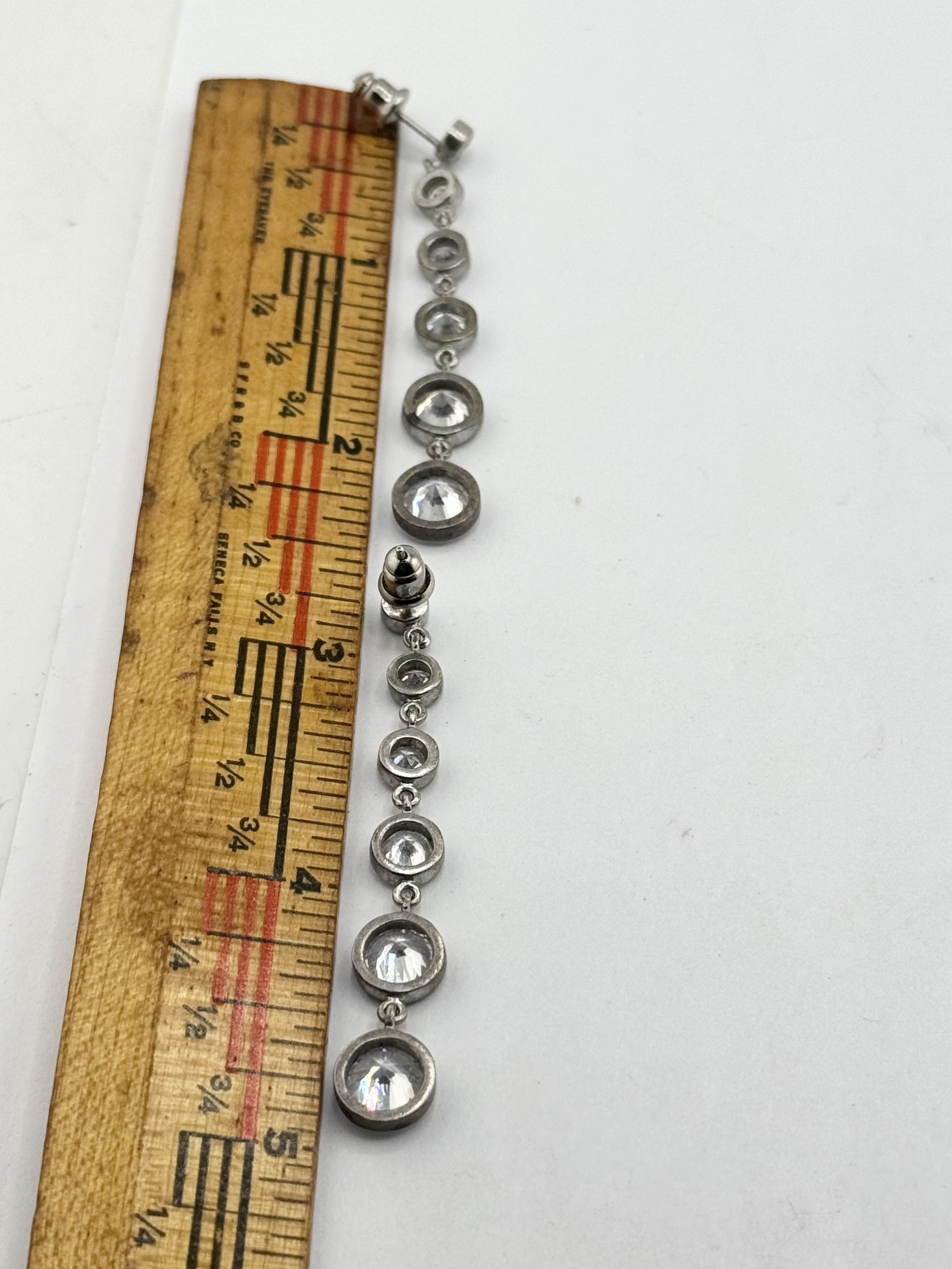 Vintage Vintage sterling silver 925 CZ stone circle dangle drop earr Size ONE SIZE - 5 Thumbnail