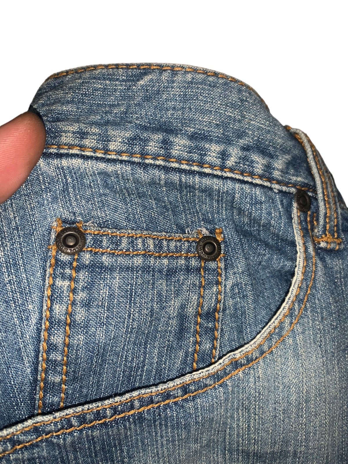 If Six Was Nine × Japanese Brand × Le Grande Bleu (L.G.B.) Vintage Blue moon blue patches denim mini skirt Size 30" / US 8 / IT 44 - 5 Thumbnail