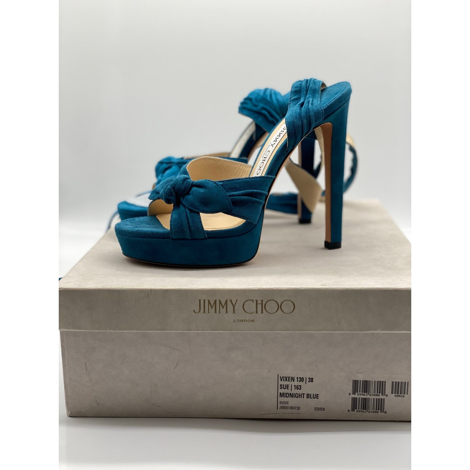 Jimmy Choo Jimmy Choo Vixen 130 Platform Sandals Midnight Blue sz 38 EU Size US 8 / IT 38 - 4 Thumbnail