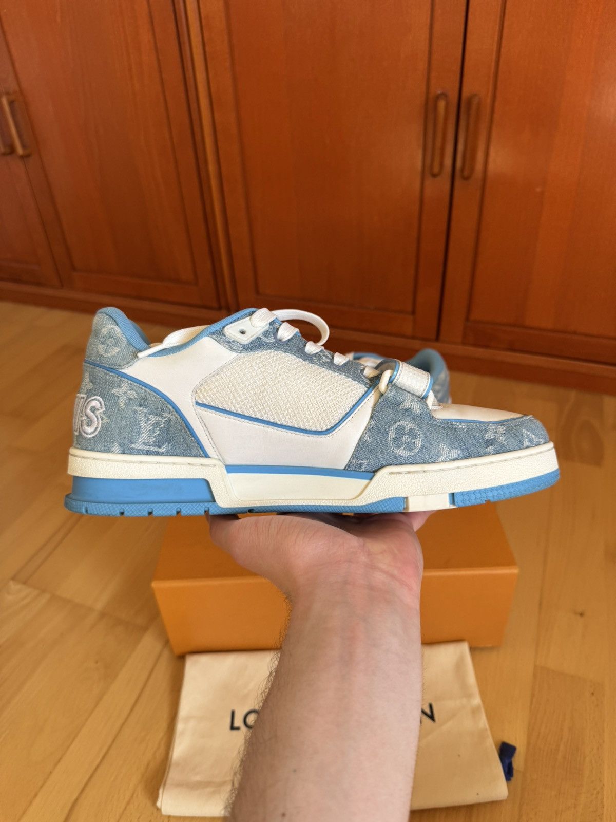 Louis Vuitton Louis Vuitton LV Trainer Velcro Strap Blue Denim Size US 10.5 / EU 43-44 - 4 Thumbnail