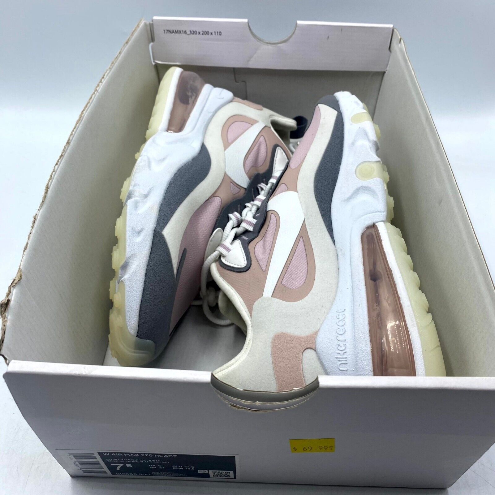 Nike Nike Air Max 270 React Plum Chalk CI3899-500 Women's 7.5 New Size US 7.5 / IT 37.5 - 10 Thumbnail