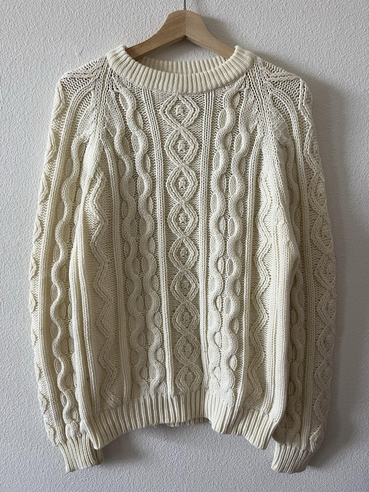 Sears VTG 80s Sears Cable Knit Cream Sweater Men’s Large Size US L / EU 52-54 / 3 - 1 Thumbnail