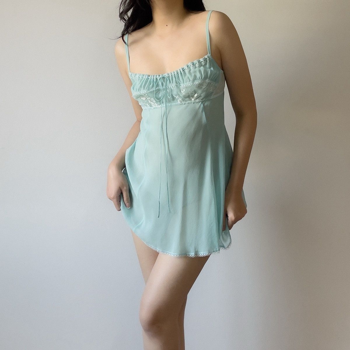 Victoria's Secret Victoria’s Secret Blue Silk Mini Slip Dress (M) Size M / US 6-8 / IT 42-44 - 2 Thumbnail