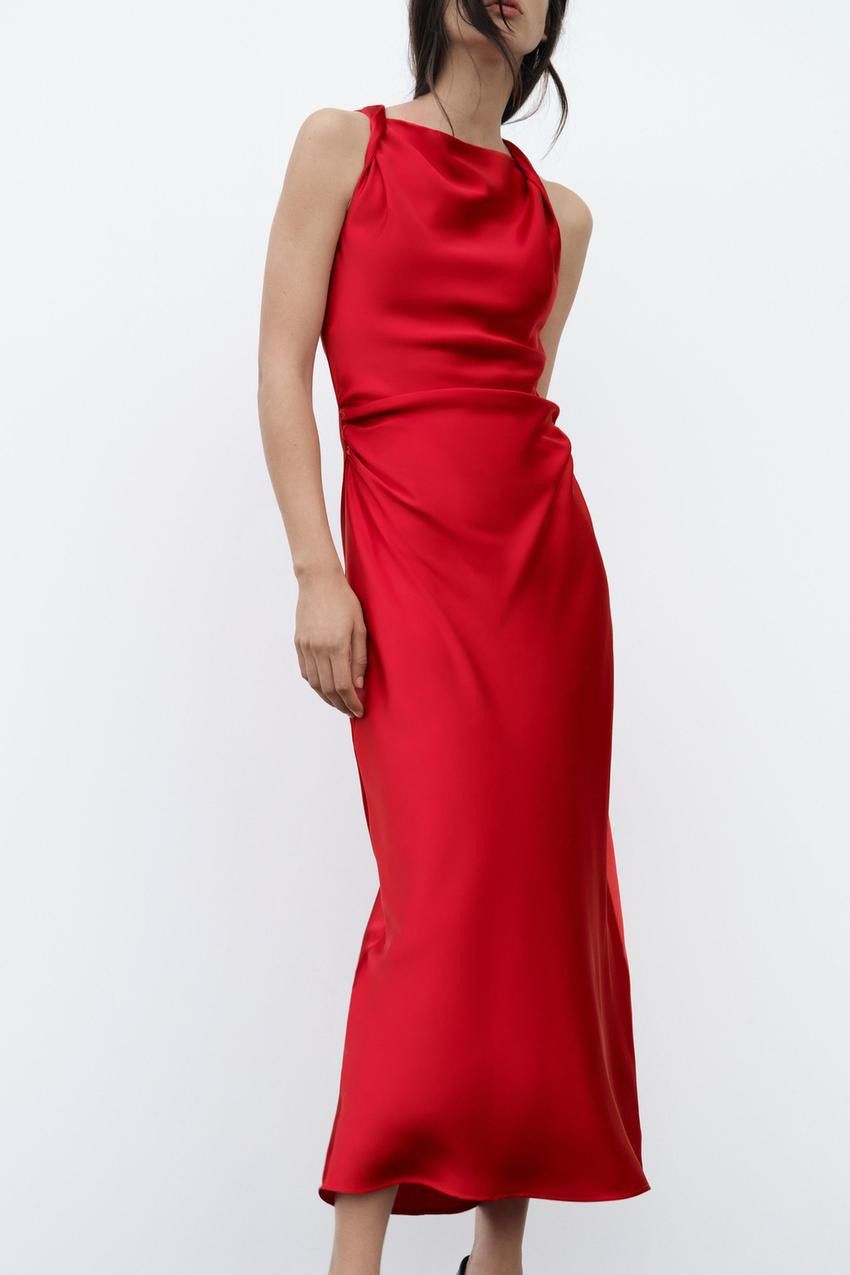 Zara ZARA SATIN EFFECT MIDI DRESS | Grailed