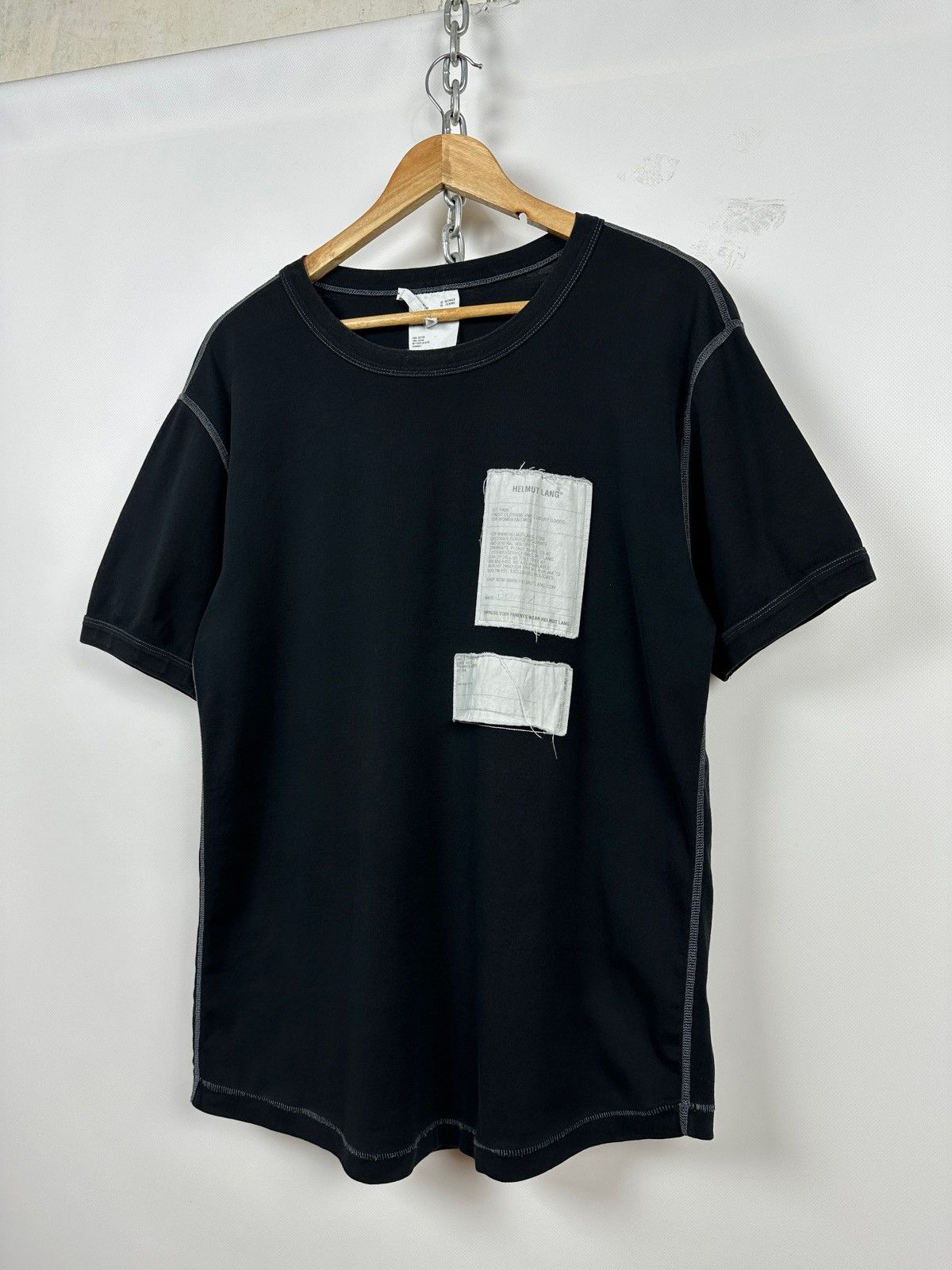 Helmut Lang Helmut Lang Logo Patch Black T-Shirt Size US L / EU 52-54 / 3 - 3 Thumbnail