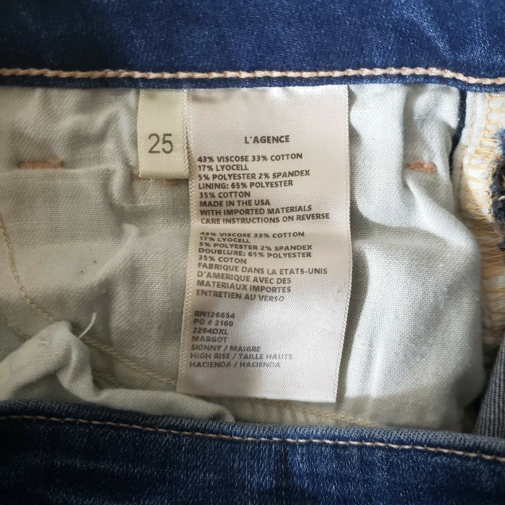 L'AGENCE L' Agence Margot Skinny High Rise Jeans-Size 25 Size 42" / US 20 - 6 Thumbnail