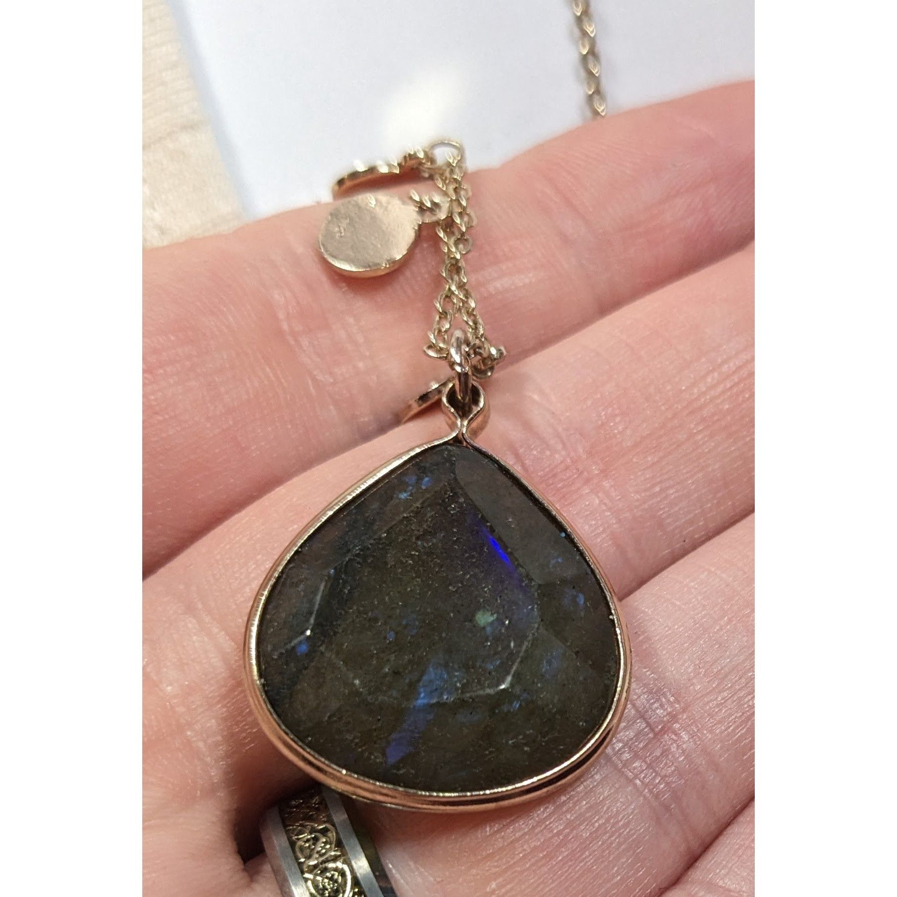 Other Boho Chic Gold Tone Charm Necklace With Teardrop Labradorite Size ONE SIZE - 6 Thumbnail