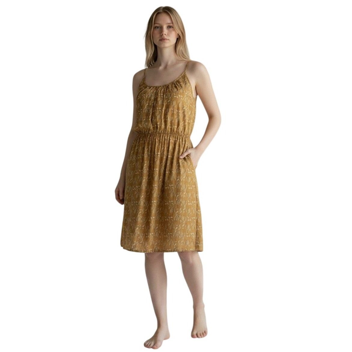Other Caslon Women’s Textured Midi Sundress, Bronze Yellow, XS Size XS / US 0-2 / IT 36-38 - 1 Thumbnail