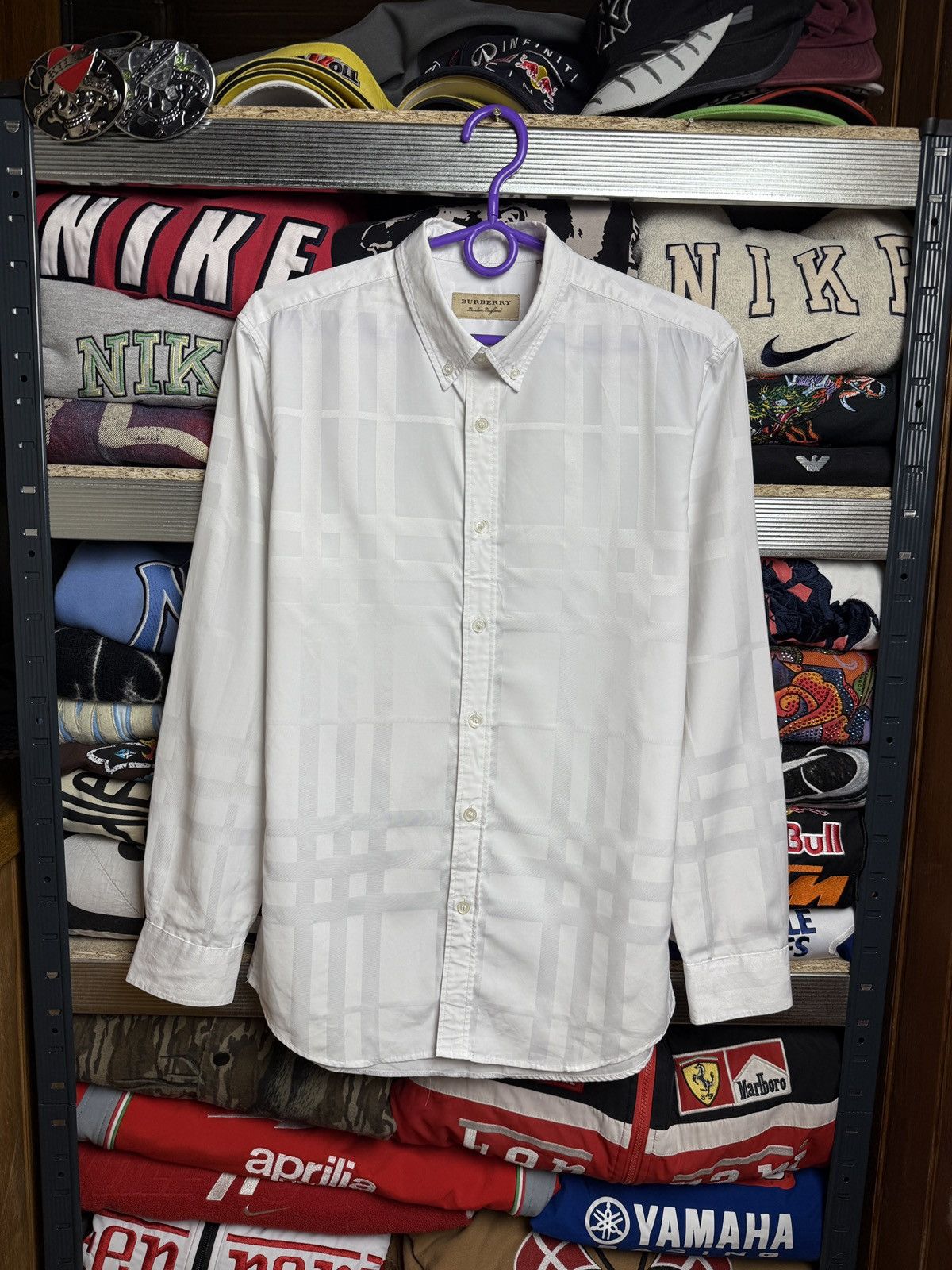 Vintage y2k Burberry White Shirt Button Up Nova Check