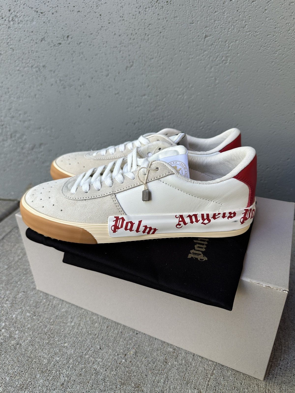 Palm Angels Vulcanized Sneakers Low Top in White Red Size US 7 / EU 40 - 3 Thumbnail