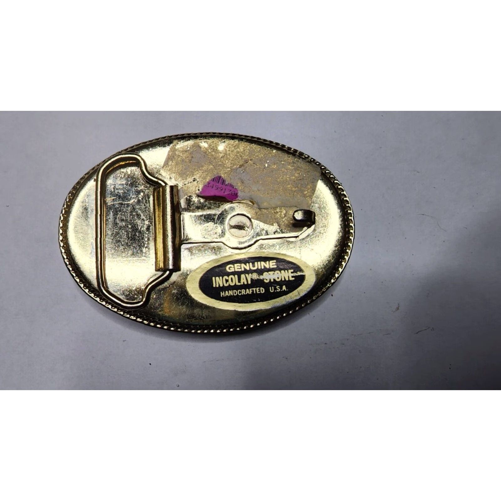 Vintage VINTAGE 1970s Incolay Stone Nautical Clipper Ship Belt Buckle Blue Men Size ONE SIZE - 2 Thumbnail