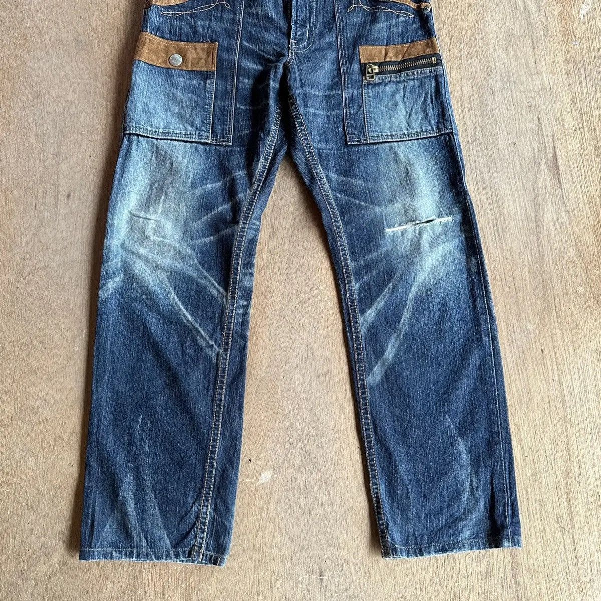 Japanese Brand STEALS🔥DISTRESSED DENIM VINTAGE EDWIN JEAN NICE FADING PANT Size US 34 / EU 50 - 5 Thumbnail