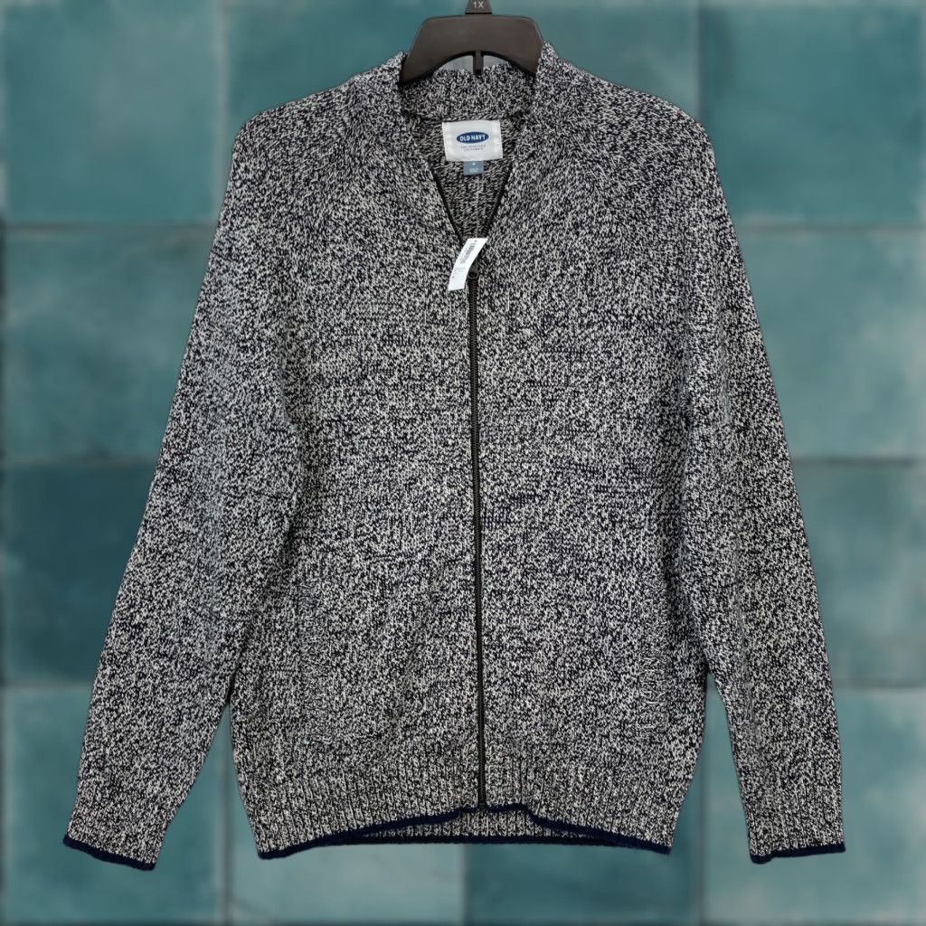 Old Navy Old Navy Marled Knit Full Zip Sweater Jacket Mens Medium Black White Wool Blend Jacket Size US M / EU 48-50 / 2 - 1 Thumbnail
