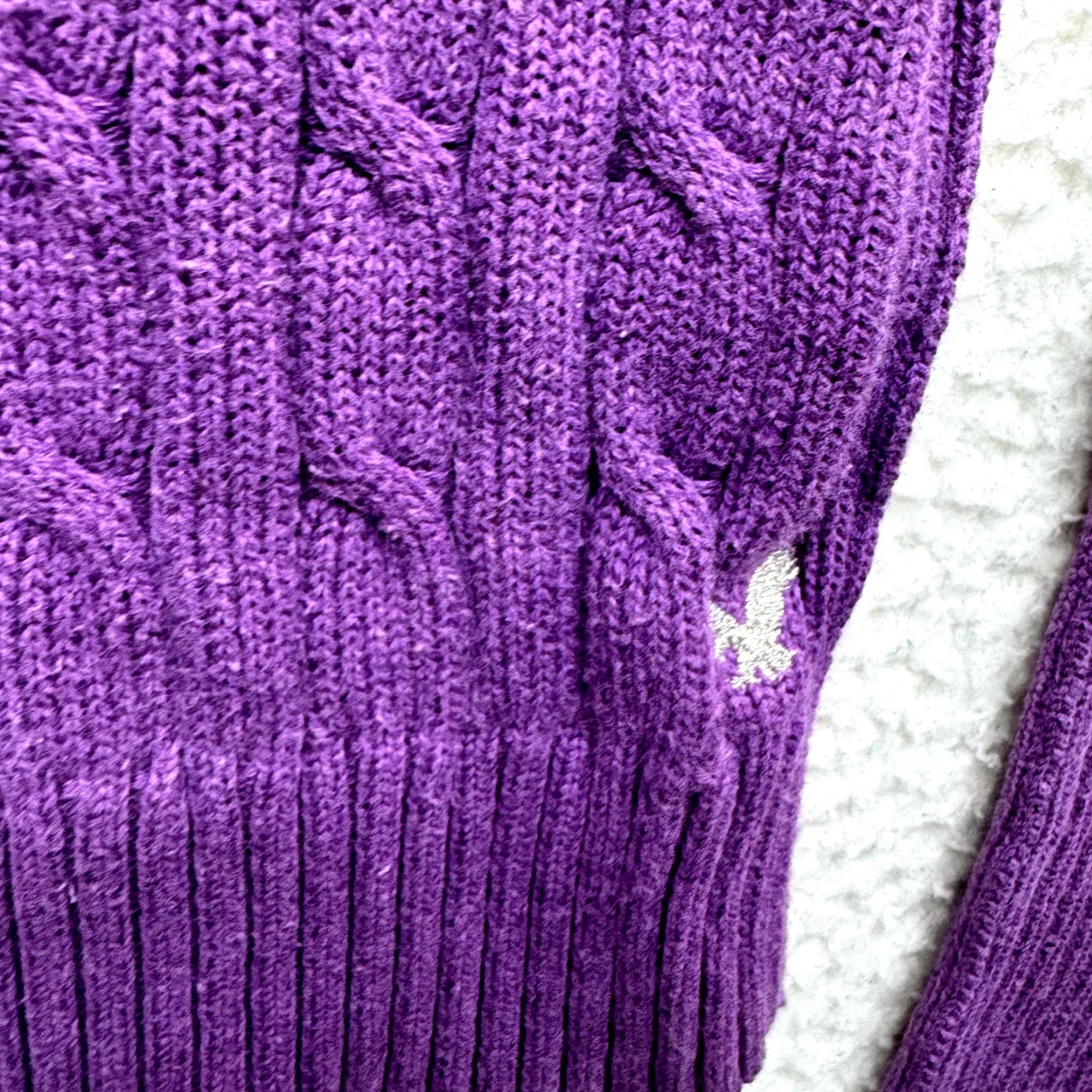 Vintage VINTAGE American Eagle Sweater XS Purple Cable Knit Grunge 2000s Y2K Bella Swan Fairy Womens XS Size XS / US 0-2 / IT 36-38 - 4 Thumbnail