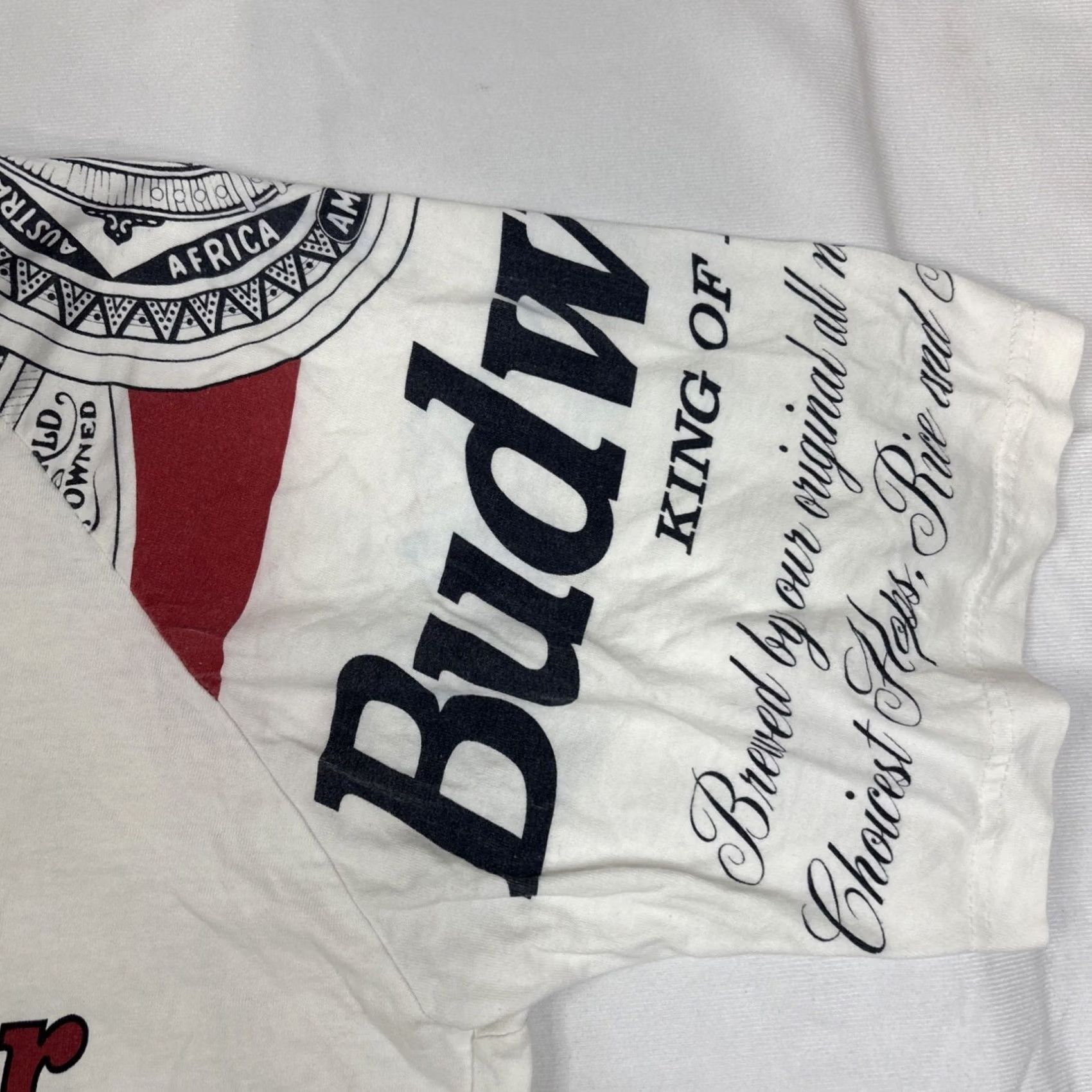 Budweiser VINTAGE Budweiser Calhoun T Shirt Men’s XL White Short Sleeve V-Neck Beer 2000 Y2K Sleeves Mens Size US XL / EU 56 / 4 - 5 Thumbnail