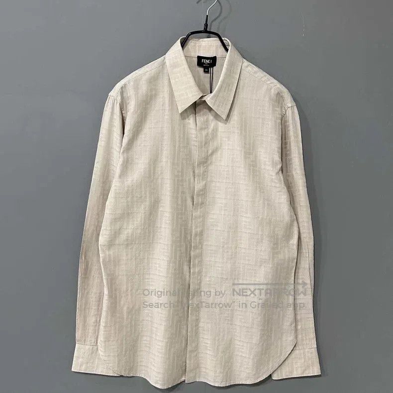 Fendi Fendi size 39 Embroidered long-sleeved shirt with dark patt Size US XXS / EU 40 - 1 Thumbnail