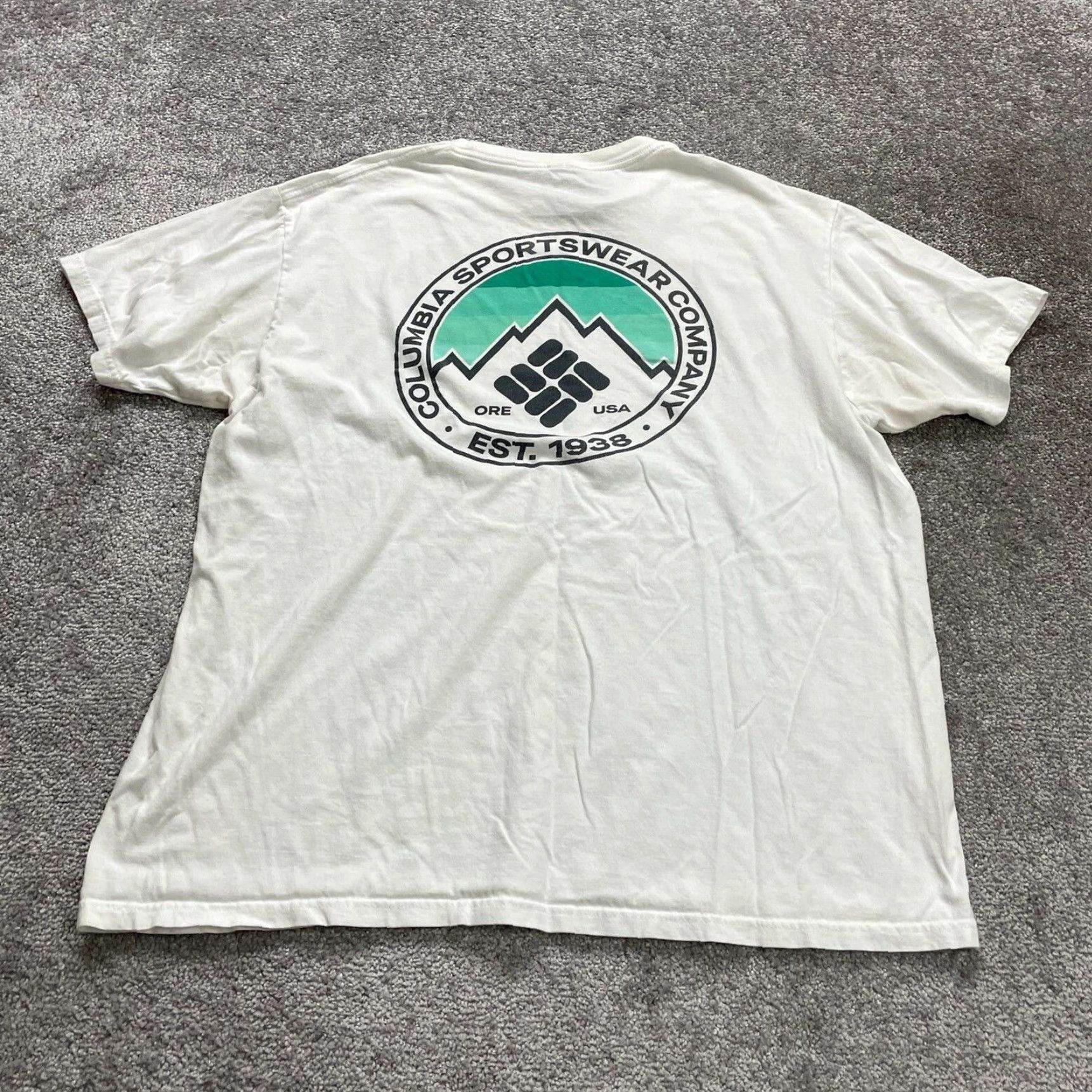 Vintage COLUMBIA Graphic T-Shirt Mens XL White Cotton Crew Neck Short Sleeve Casual Outdoor Size US XL / EU 56 / 4 - 2 Thumbnail