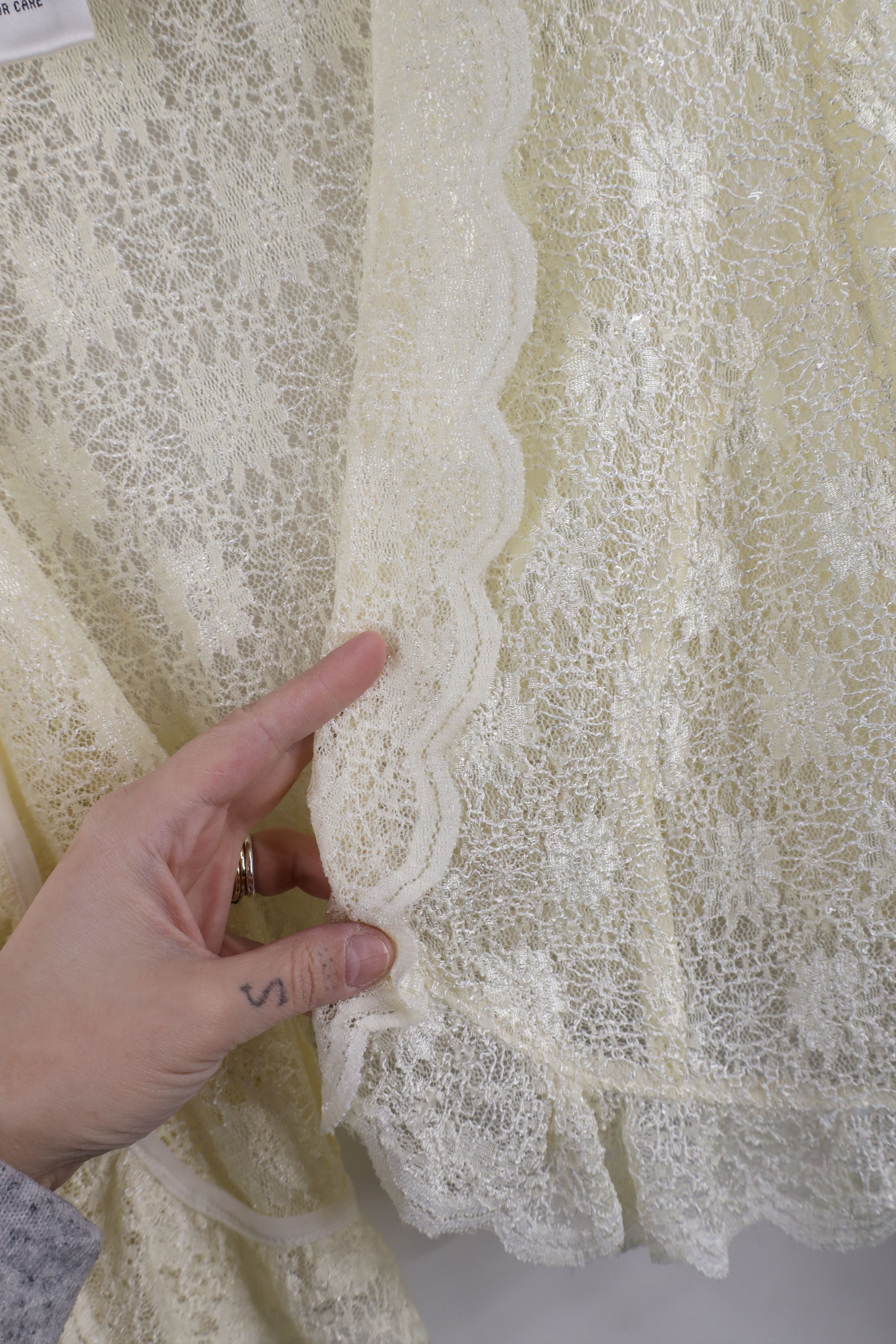 Vintage Vintage 90s Y2K Babydoll Lace Flower Open Front Jacket Top Size XL / US 12-14 / IT 48-50 - 4 Thumbnail