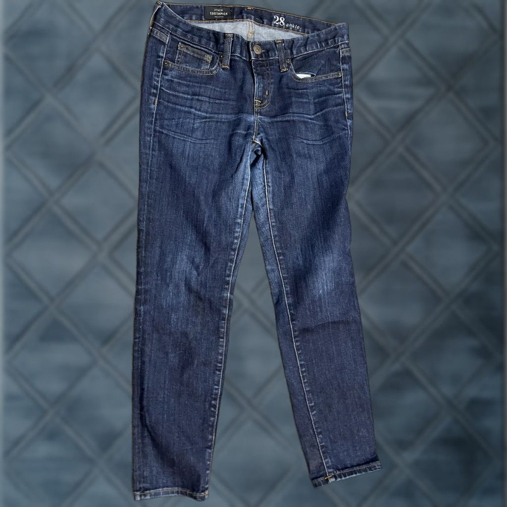 Vintage J Crew Jeans Toothpick Skinny Garment-Printed Floral Summer Blue 28 28in Ankle Denim Regular Size Teens Mens Womens Size 28" / US 6 / IT 42 - 1 Thumbnail