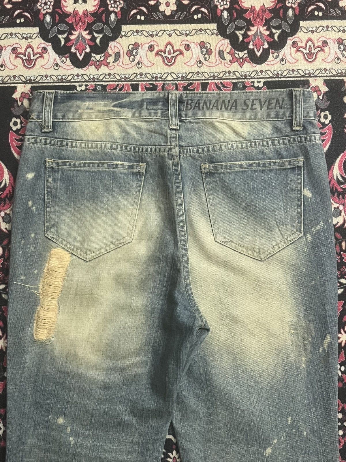 Japanese Brand Banana Seven Big Wave 877 Mud Washed Distressed Flare Jeans Size US 32 / EU 48 - 7 Thumbnail
