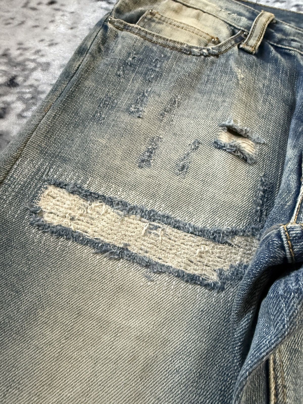 Japanese Brand Mnml Boro Distressed Repaired Skinny Jeans Size US 30 / EU 46 - 7 Thumbnail