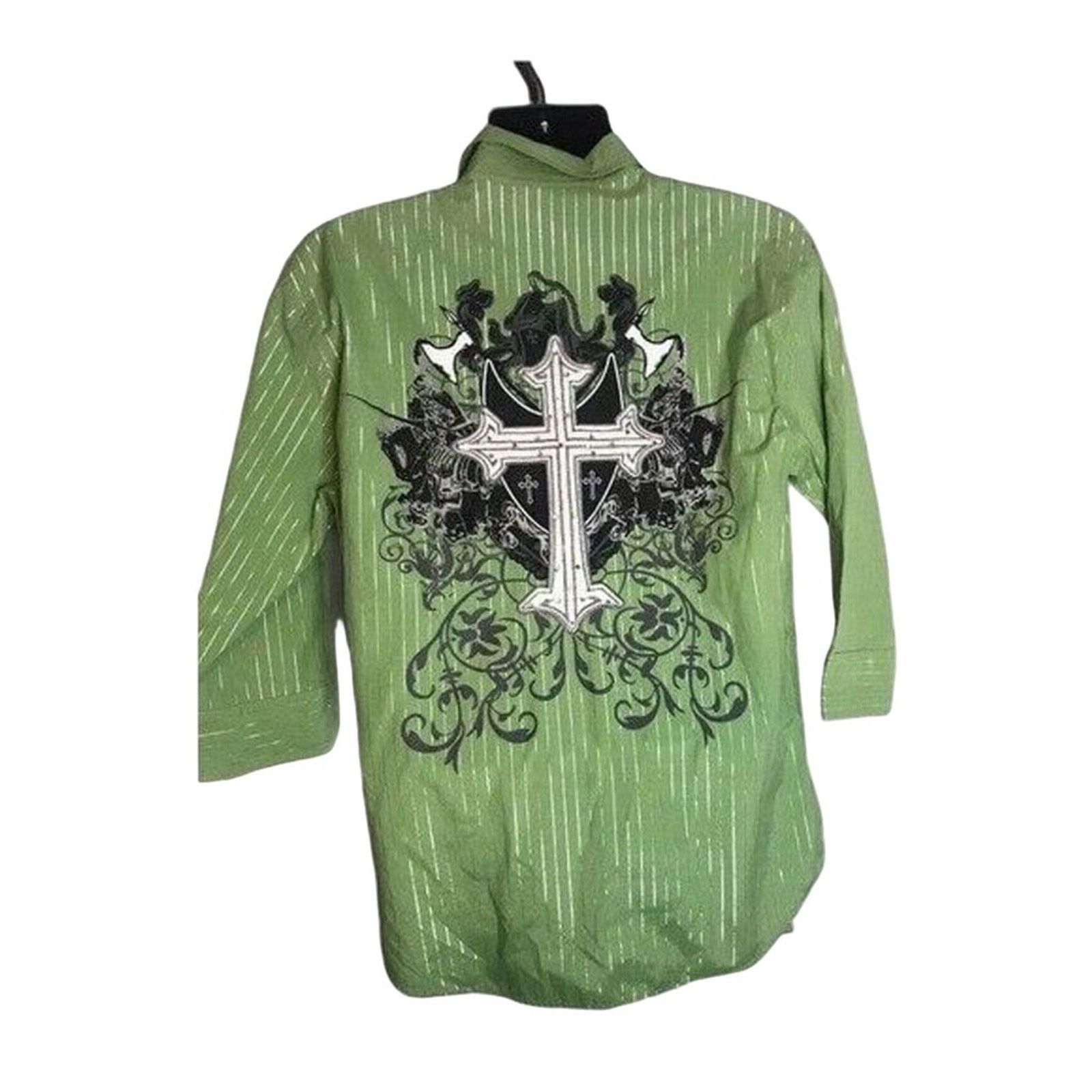 Other Lamasini Green Button-Up Shirt Y2K Casual Stripe Style L Size US L / EU 52-54 / 3 - 10 Thumbnail