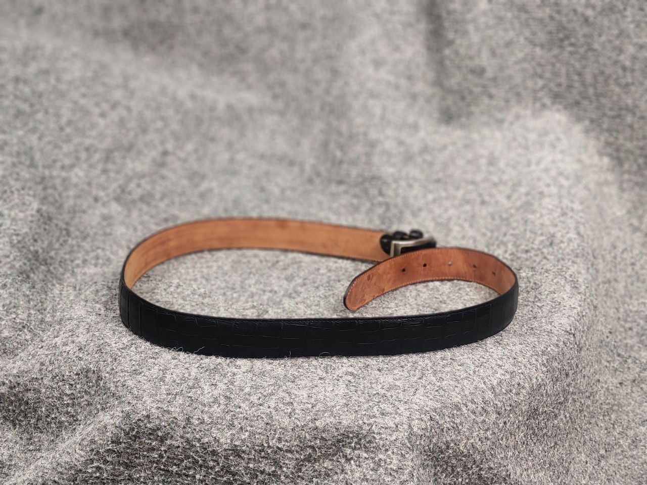 Boggi Boggi Milano Italy Design crocodile embossed leather belt Size ONE SIZE - 7 Thumbnail