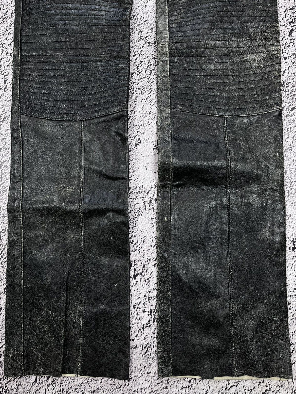 Japanese Brand Vintage NWT double knee biker distressed leather pants Size 28" / US 6 / IT 42 - 2 Thumbnail