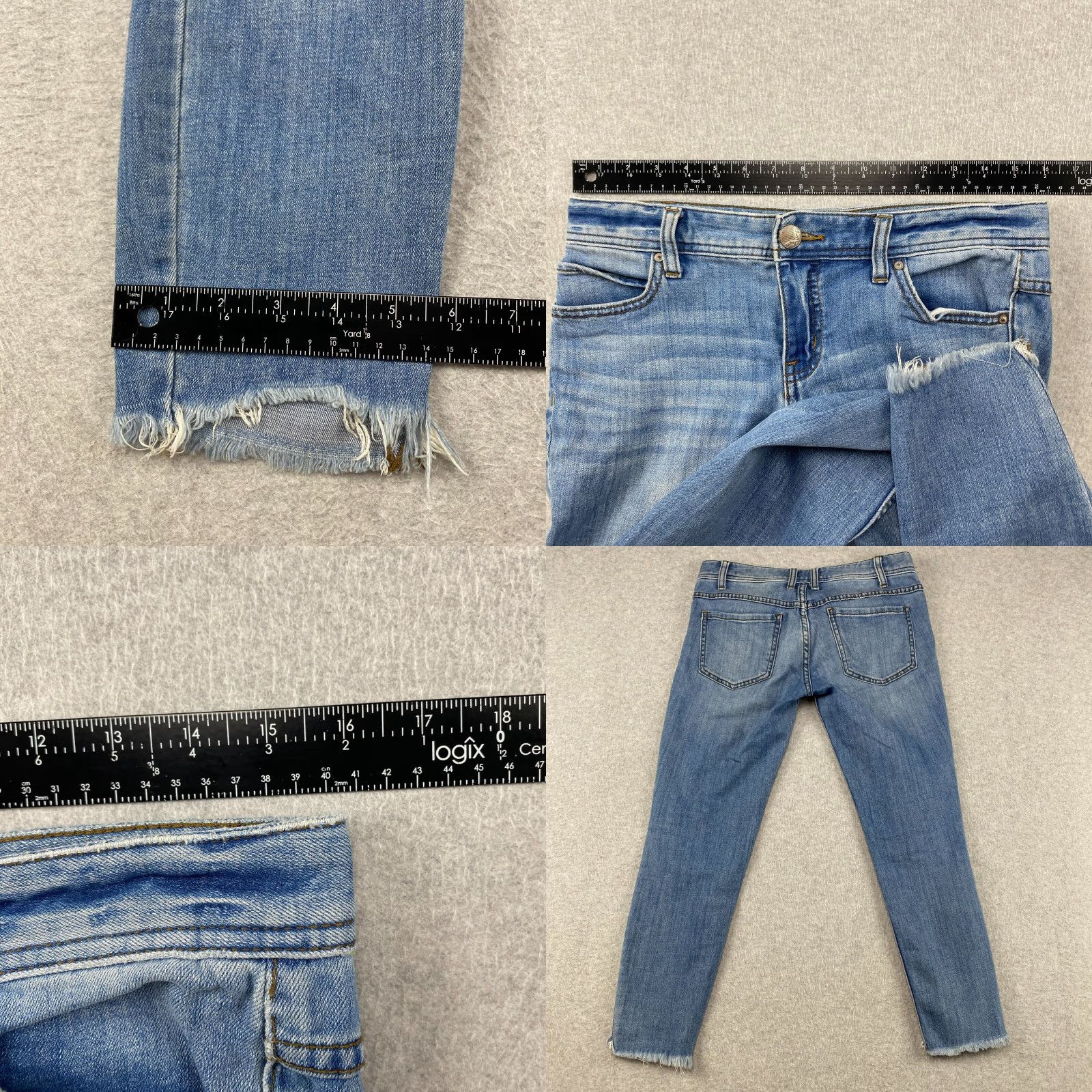 Free People VINTAGE? Free People Jeans Womens Blue Skinny Ankle Distressed Rip Denim 27/32 Mid Rise 5-Pocket Stretch Belt Loops Size 27" / US 4 / IT 40 - 8 Thumbnail