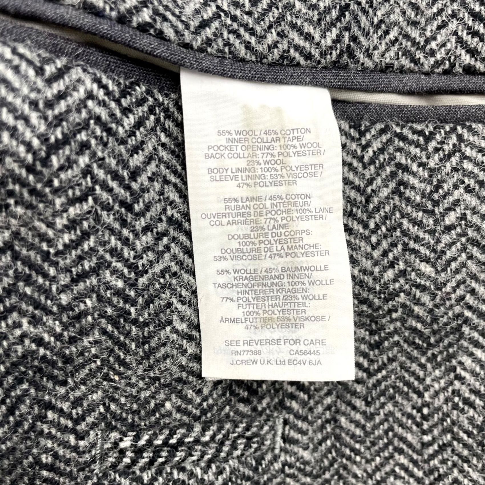 J.Crew J.Crew Blazer Men’s Ludlow Tweed Moon Wool Gray Herringbone 42L 2-Button Long Jacket Size 42R - 7 Thumbnail