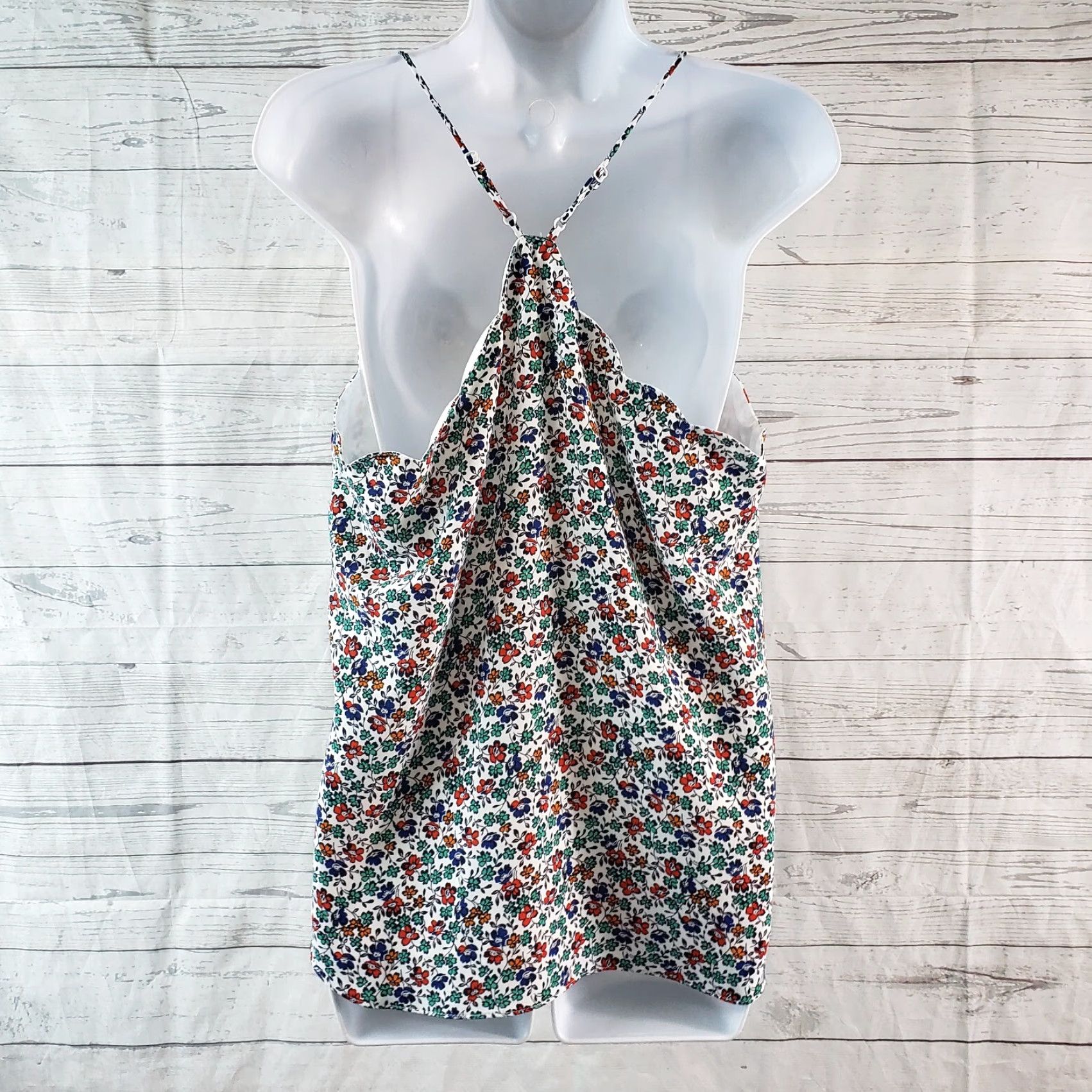 J.Crew J.CREW Womens Printed Scallop Cami Tank Sz 12 Blue Red Floral Shirt Camisole Vest Womens Size 12 Casual Vintage No N/A Size XL / US 12-14 / IT 48-50 - 4 Thumbnail