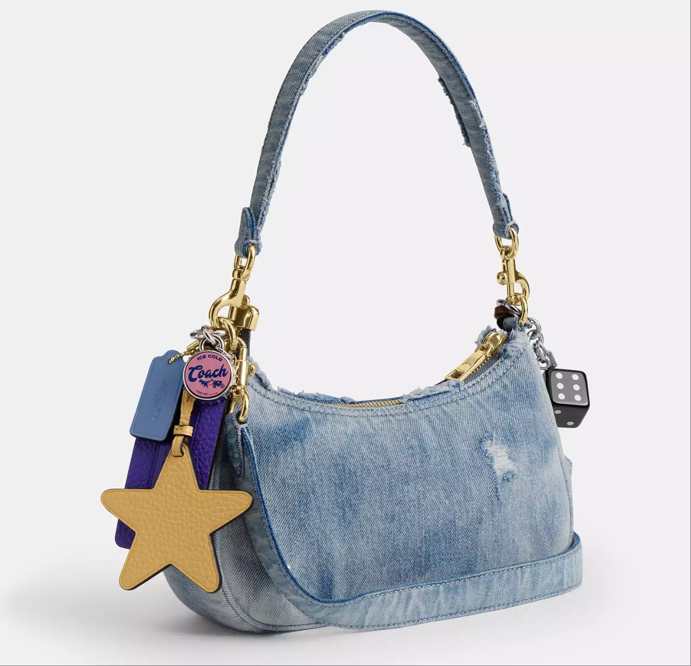 Coach Teri Shoulder Bag In Loved Denim With Charms CDY76 Size ONE SIZE - 13 Thumbnail