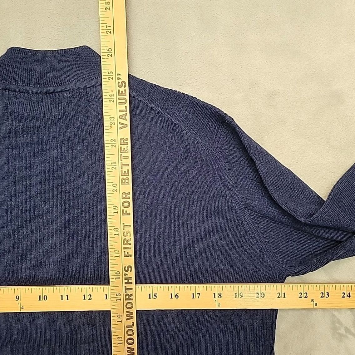 Vintage VINTAGE J. Ferrar Sweater Mens S Blue Mock Neck 100% Merino Wool Ribbed Minimalist Mens Size US S / EU 44-46 / 1 - 6 Thumbnail
