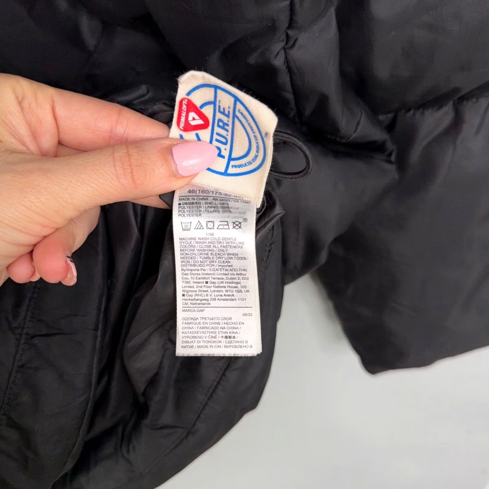 Gap Gap Puffer Jacket Mens M Black Solid PrimaLoft P.U.R.E. Hooded Winter Gorpcore Jacket Size US M / EU 48-50 / 2 - 4 Thumbnail